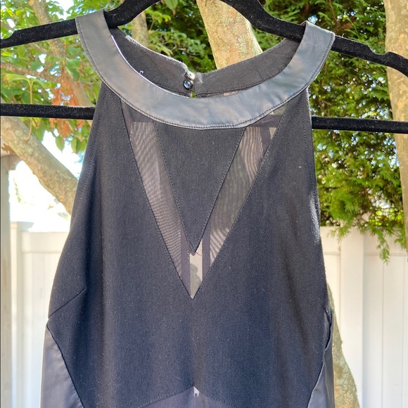 Lush Bodycon Black Dress with Mesh Cutouts - Picture 2 of 7